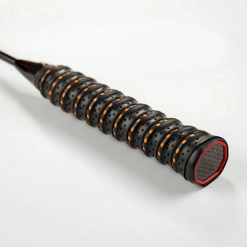 Close-up of Perforated Anti-Slip Tennis Racket Overgrip Tape - SF3437 showcasing breathable and durable sweat-absorption design.